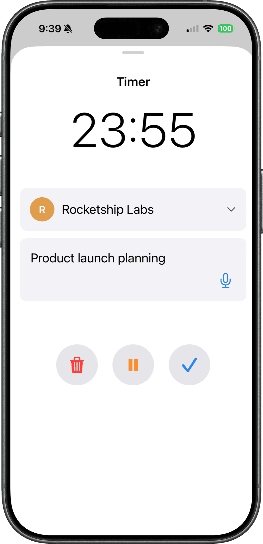 Logity timer tracking time for Rocketship Labs