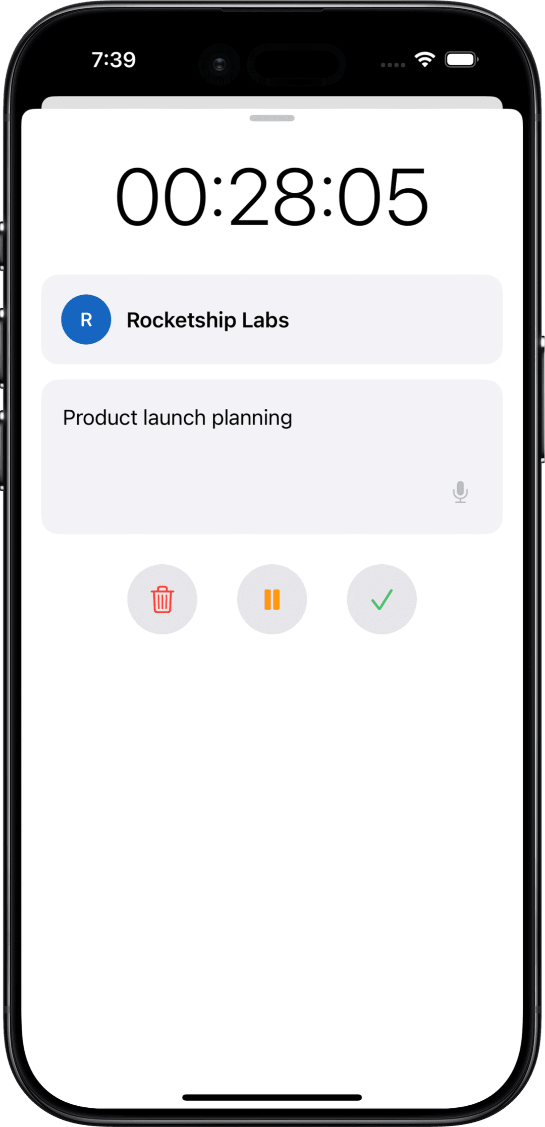 Logity timer tracking time for Rocketship Labs